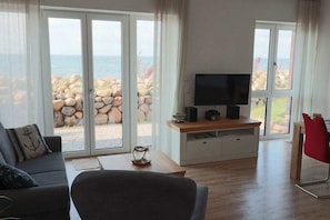Smart TV, caminetto, lettore DVD, impianto stereo