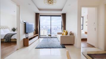 Departamento estándar, 2 habitaciones, para no fumadores, baño privado | Ropa de cama de alta calidad y camas con pillow-top