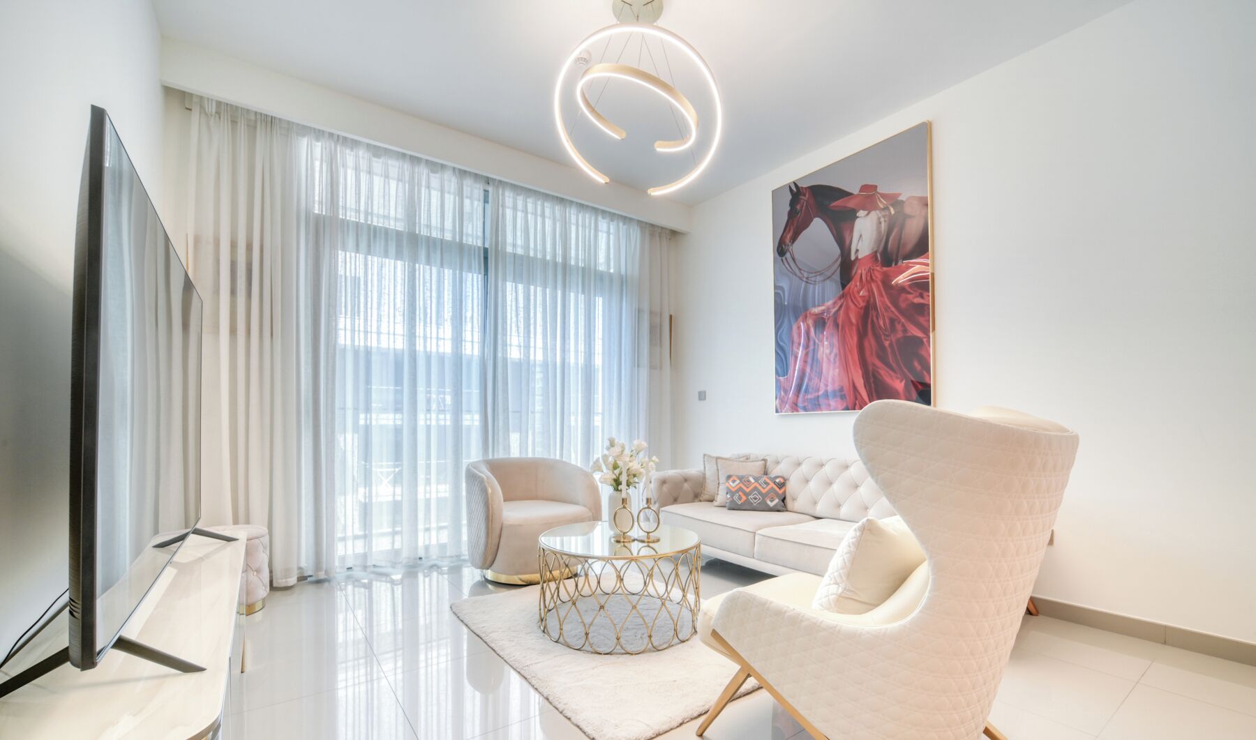 Apartemen Deluks, balkon, pemandangan laut | Area keluarga | Smart TV 55-inci dengan saluran TV kabel