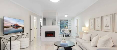 TV, fireplace, offices
