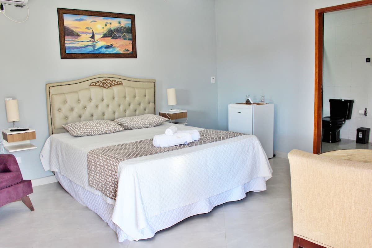 Premium bedding, minibar, desk, laptop workspace