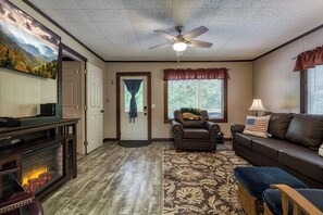 TV, fireplace, video games