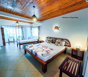 Deluxe Triple Room, Sea View, Courtyard Area | In-room safe, laptop workspace, blackout drapes, free WiFi - Ô Bleu Azur (Ambaro)