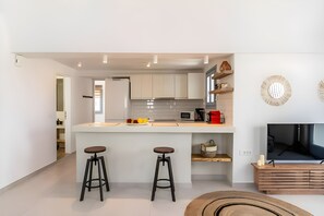 Luxury Suite with Balcony & Hot Tub | Private kitchen | Fridge, microwave, stovetop, coffee/tea maker - ACL'L Luxury Suites (Santorini)