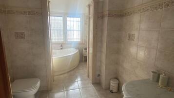 Douche, baignoire Ă jets, sĂšche-cheveux, bidet