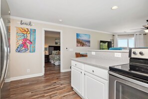 Fridge, microwave, oven, stovetop - Gone Beachin' : Dog-friendly Condo Close to Beach (Oak Island)