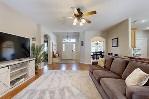 TV, fireplace, table tennis