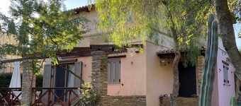 A cheerful cottage with a beautiful garden near the sea.