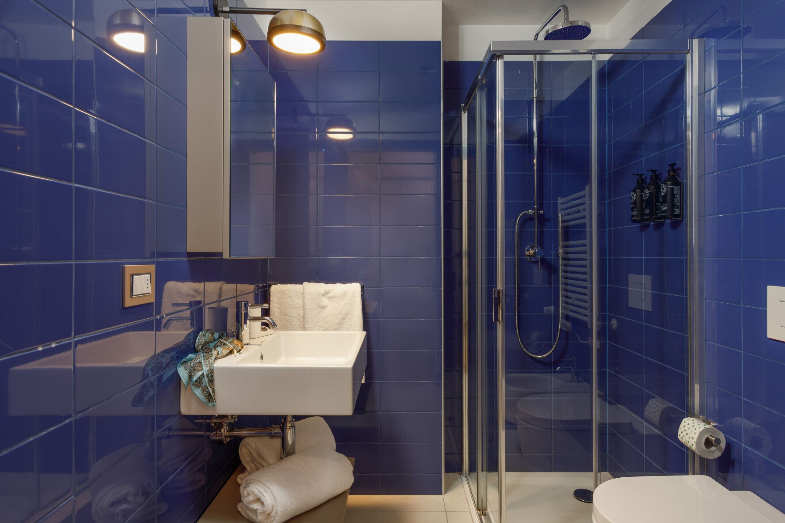 Dusch, hårtork och handdukar