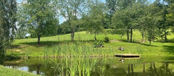 Cozy home in a peaceful country setting with stocked pond. Relax and unwind.