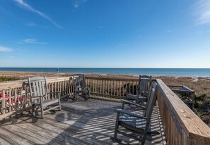 Property grounds - Hobbs Realty - Oceanfront Dog Friendly Home, Expanded Boardwalk w/Picnic Table, and Rocking Chairs (Holden Beach)