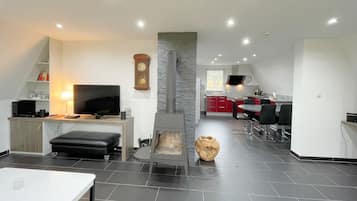 TV, fireplace, DVD player, ping pong