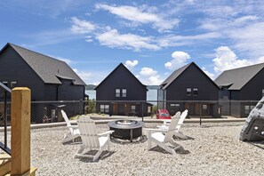 Terrace/patio - Lakefront | Two homes (sleeping 46) golf simulators, outdoor saunas, & hot tubs (HOLLISTER)