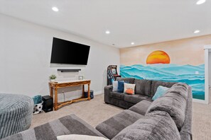 Smart TV, fireplace, video games