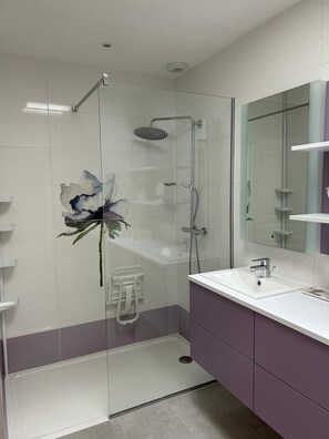 Shower, hair dryer, toilet paper - Dépendance D'une Maison de Campagne en Drôme Provençale Face au Mont Ventoux (Vinsobres)