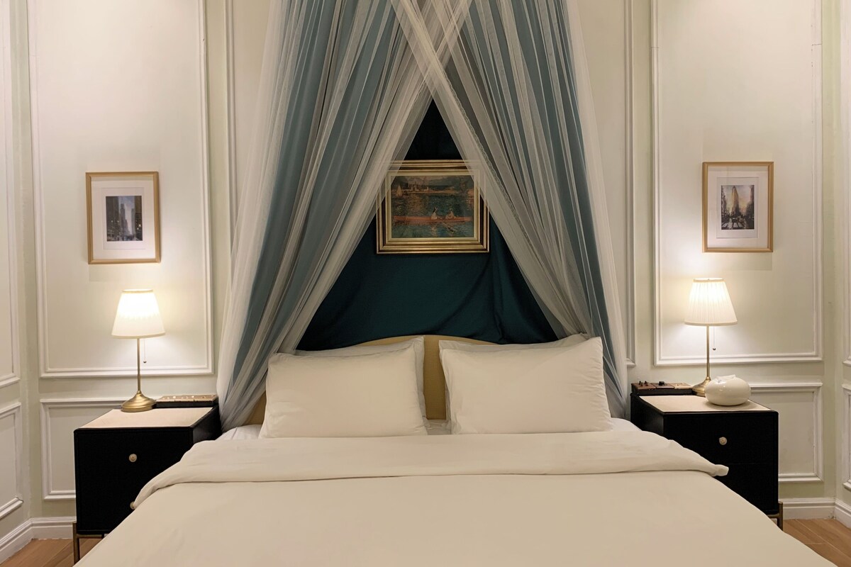 Premium bedding, down duvets, memory-foam beds, desk