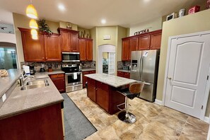Fridge, microwave, oven
