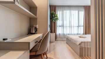 In-room safe, desk, blackout curtains, soundproofing