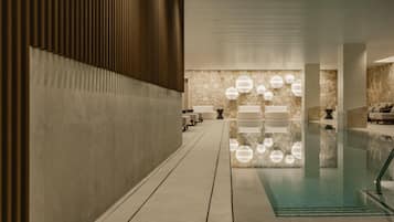 Indoor pool, outdoor pool, free pool cabanas, pool umbrellas