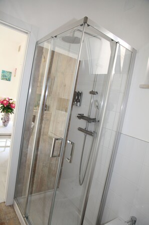 Regadera, secadora de cabello, bidet, toallas