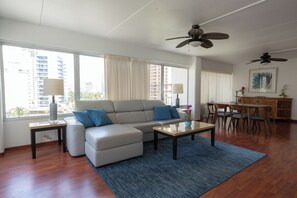 Leilighet – comfort, byutsikt | Oppholdsområde