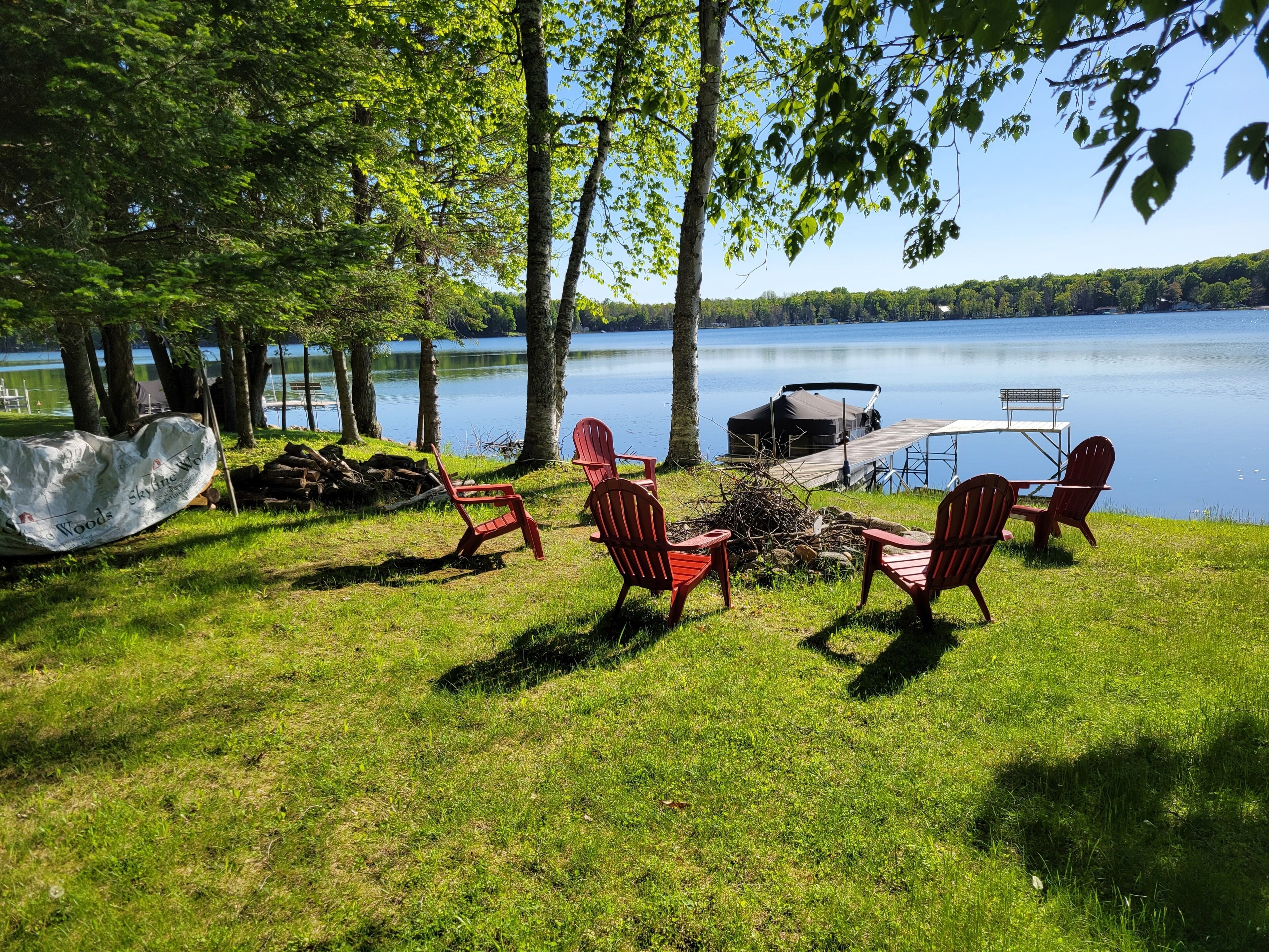 Firewood and marshmallow/food roasting forks provided. Pontoon not available. 