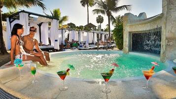 Private beach, free beach cabanas, sun loungers, beach towels