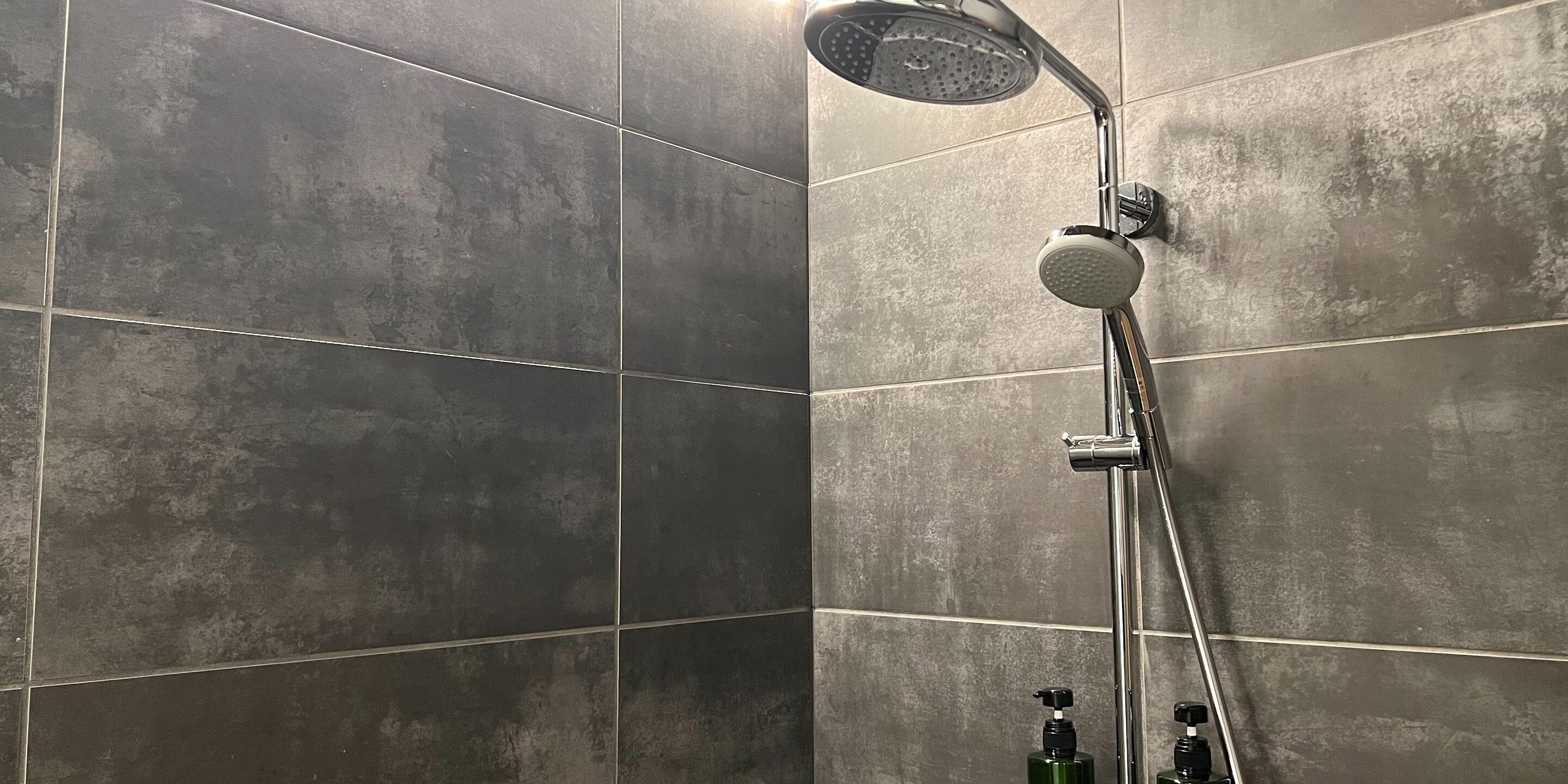 Hair dryer, electronic bidet, towels, soap