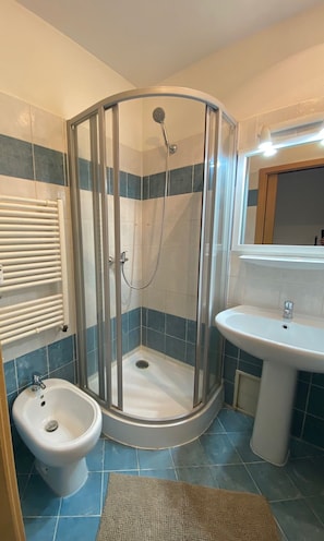 Haartrockner, Bidet, Handtücher, Toilettenpapier