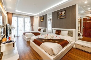 Premium bedding, memory-foam beds, minibar, in-room safe