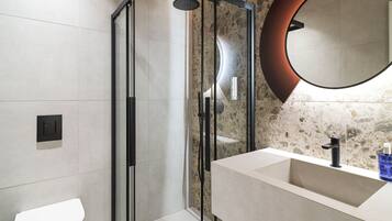 Shower, free toiletries, hair dryer, bathrobes