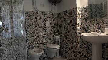 Hair dryer, towels, toilet paper
