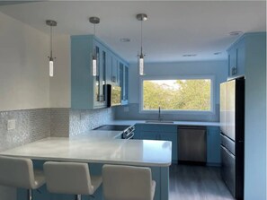 Fridge, microwave, oven, stovetop - Luxury, private spa beach home steps to the ocean with sauna, hot tub, spa baths (Southern Shores)