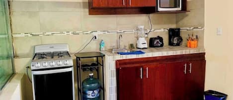 Fridge, microwave, dishwasher, toaster