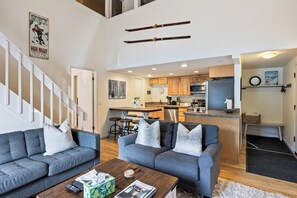Smart TV, fireplace, DVD player, books