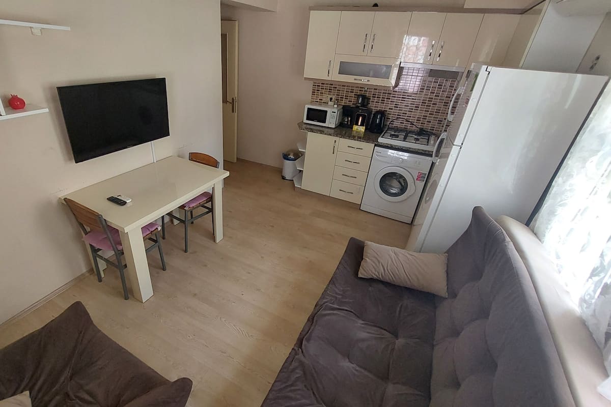 Appartamento Basic, vista città | Area soggiorno | TV LED 32 pollici con canali satellitari