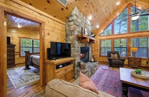 Smart TV, fireplace, video games