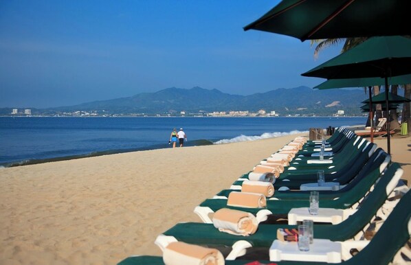 Sun loungers, beach towels