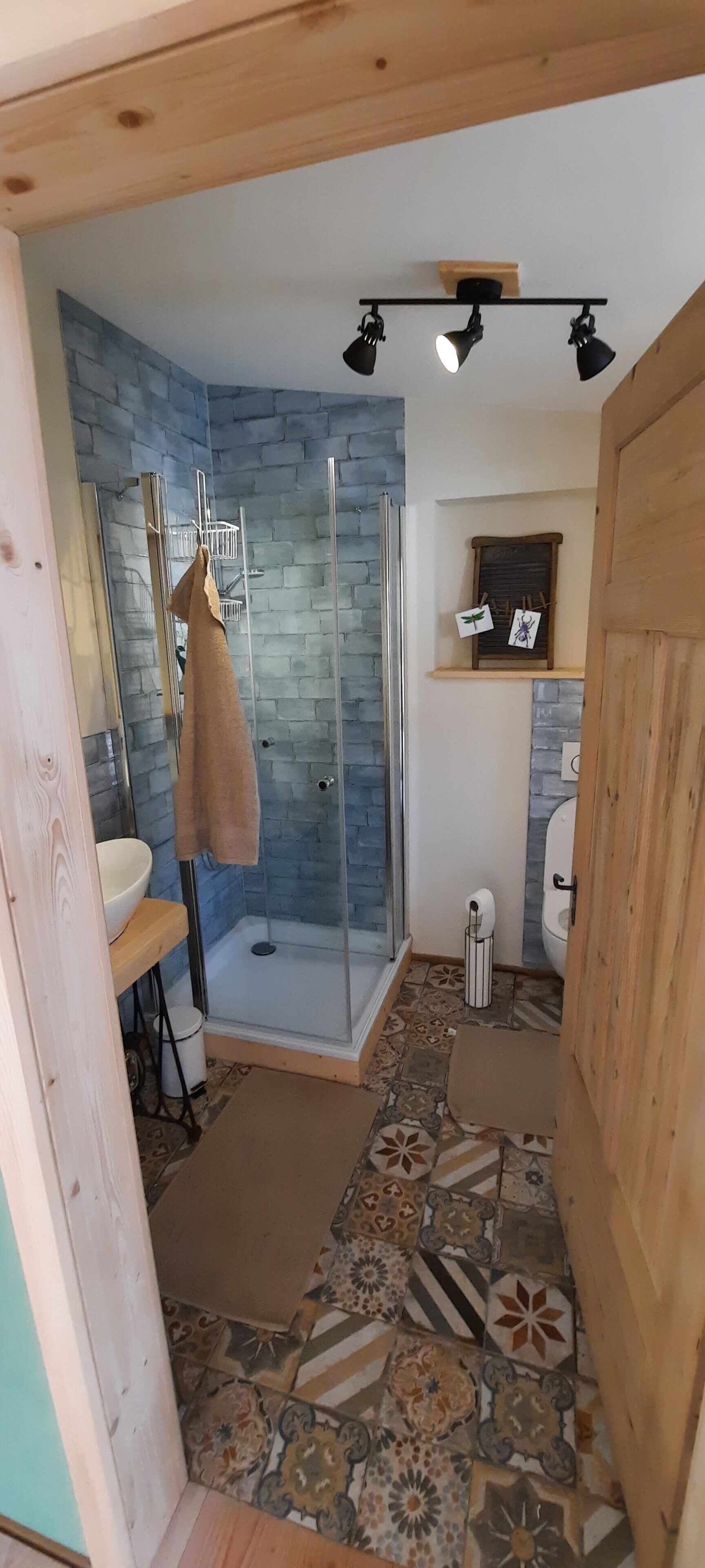 Dusche, Haartrockner, Handtücher