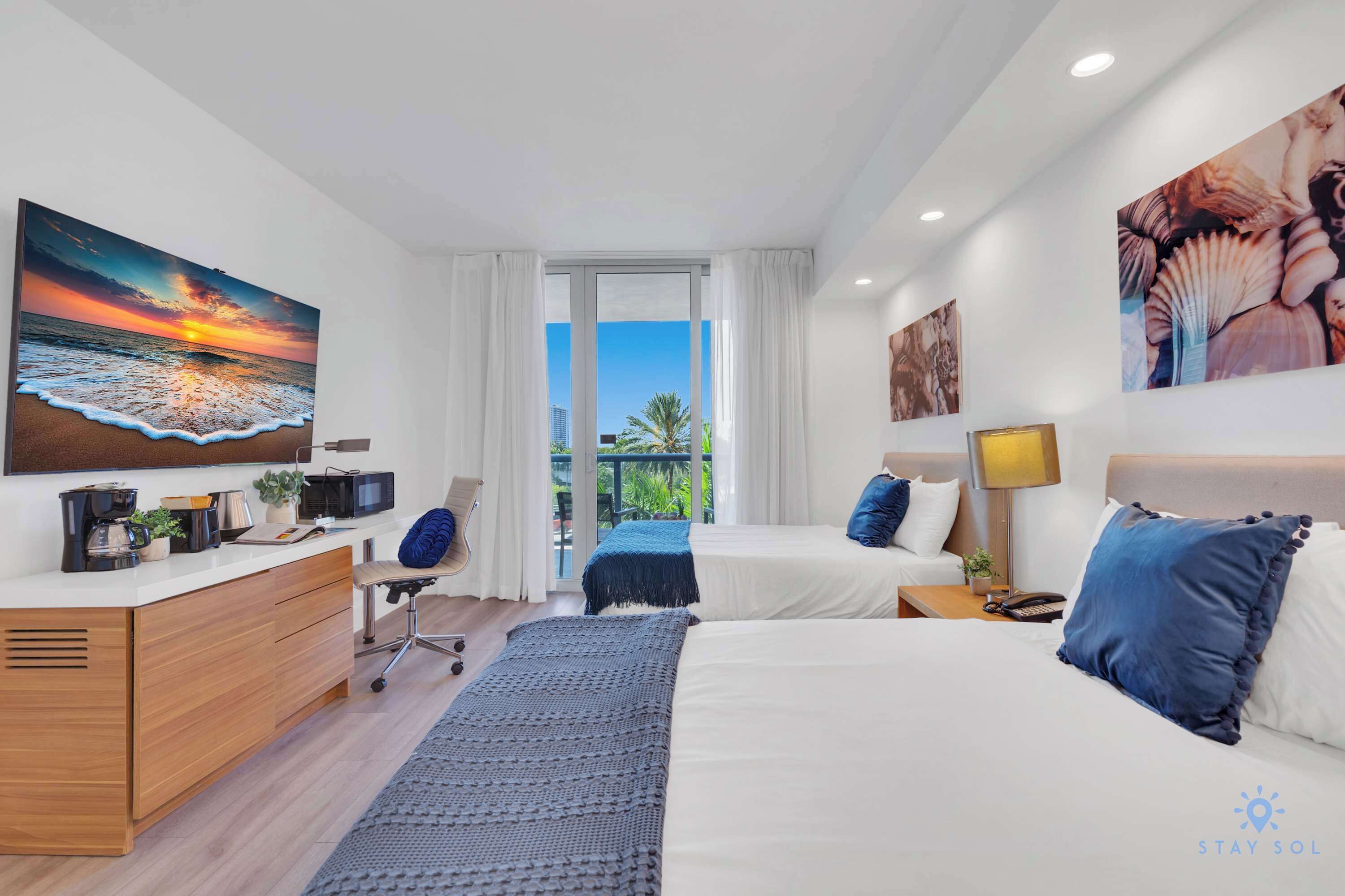Desk, iron/ironing board, travel crib, WiFi