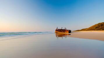 On the beach, beach towels