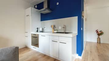 Family Apartment | Private kitchen | Microwave, coffee/tea maker, electric kettle