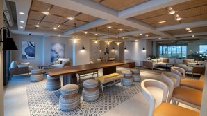 A spacious conference room with a large wooden table, multiple seating options, and a modern ceiling design. - Palma Bay Rotana Resort (El Alamein)