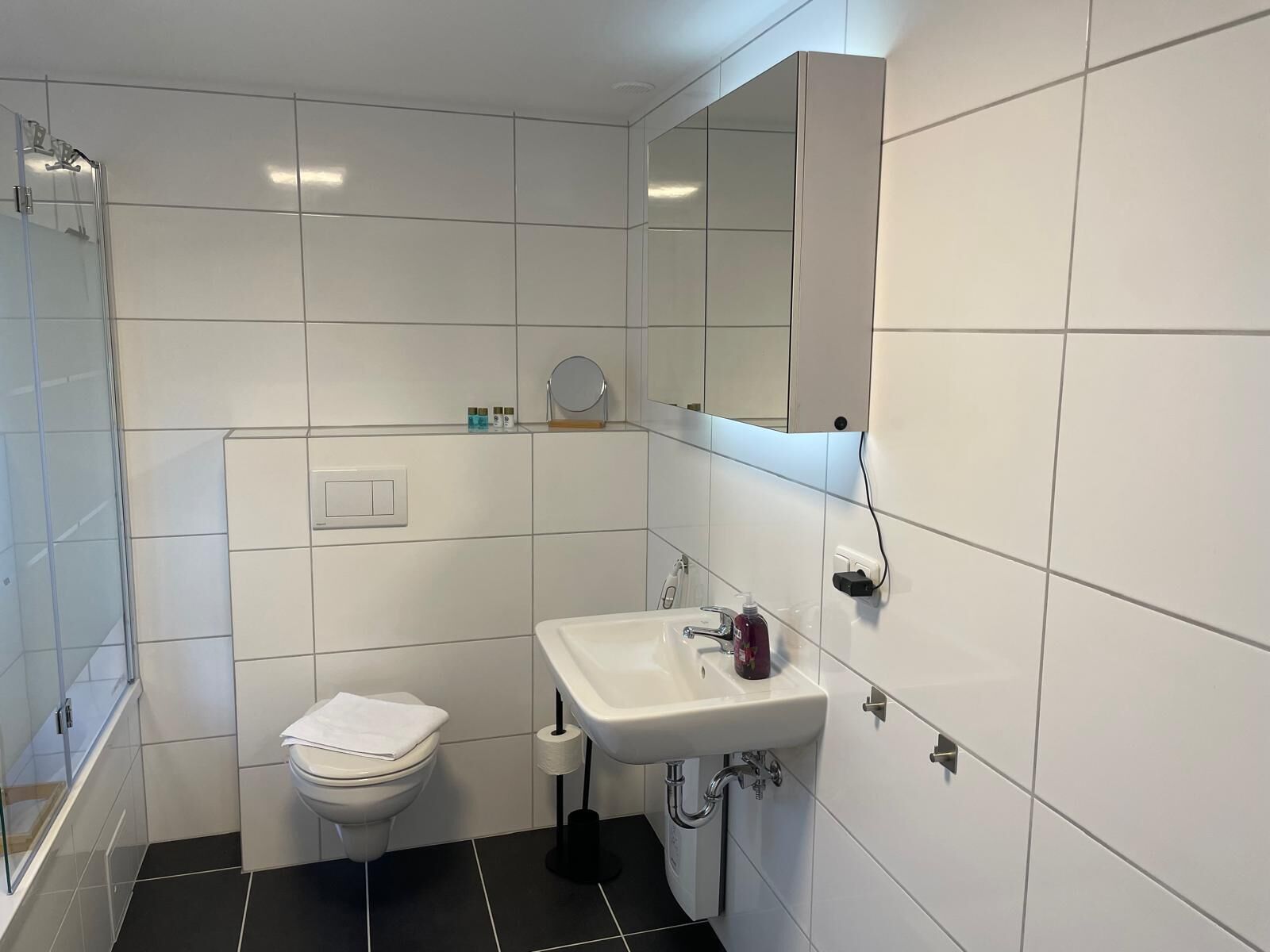 Hiustenkuivaaja, pyyhkeet, saippua, sampoo