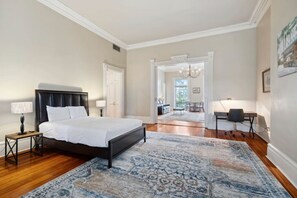 1 bedroom, desk, iron/ironing board, travel crib