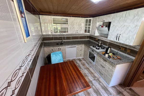 Fridge, stovetop, cookware/dishes/utensils