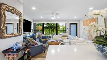 Smart TV, books, stereo