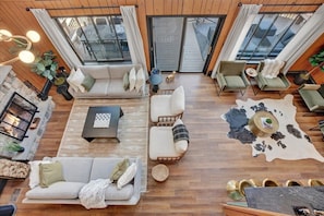 Smart TV, fireplace, video games, foosball
