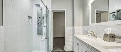Shower, hair dryer
