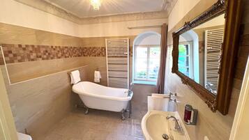 Eco-friendly toiletries, hair dryer, towels, soap